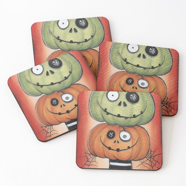 Item preview, Stacked to No Good Pumpkin Pair with Crooked Smiles and Halloween Charm designed and sold by OlfactoART Studio.