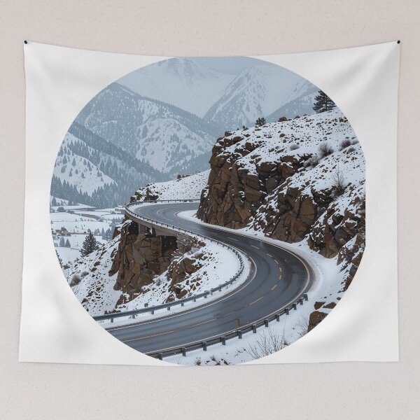 Item preview, round s curve snowy day colorful photo like art designed and sold by SmashingDeals.