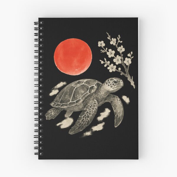 Item preview, Japanese Sea Turtle Sumi-e Art – Minimalist Ink Painting with Red Sun designed and sold by EuropeanPrints.