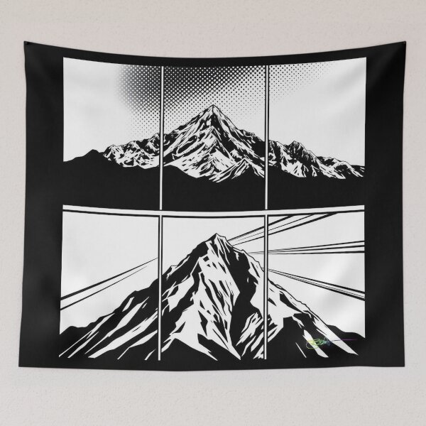 Item preview, Split Frame Mountain – Modern Triptych Landscape - Pop Art Mountain Landscape Love  designed and sold by Benito Del Ray.