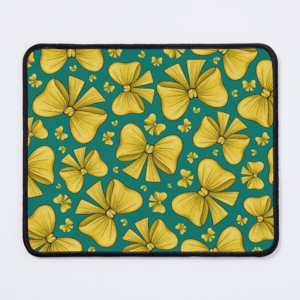 Item preview, Pattern of yellow bows on a dark turquoise background designed and sold by Cherevan.