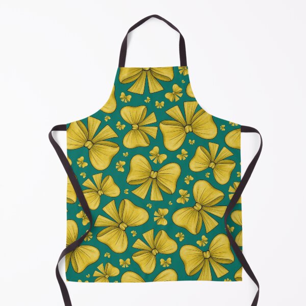 Item preview, Pattern of yellow bows on a dark turquoise background designed and sold by Cherevan.