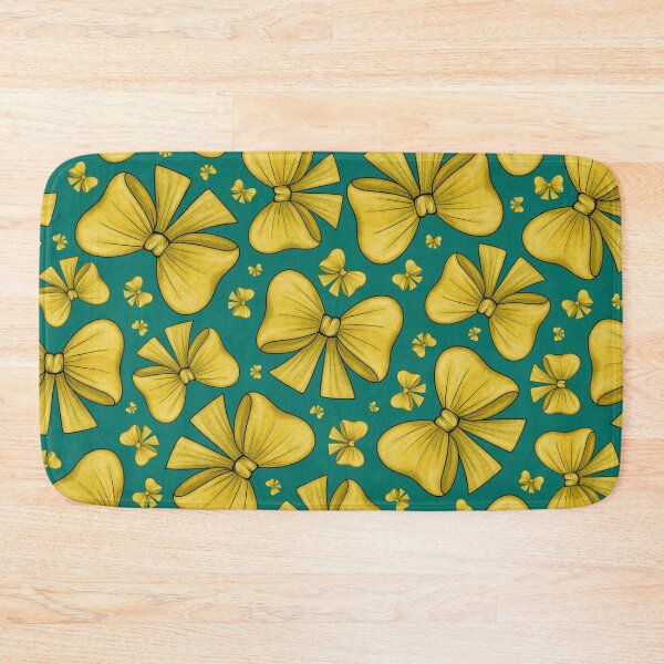 Item preview, Pattern of yellow bows on a dark turquoise background designed and sold by Cherevan.