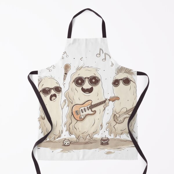 Item preview, Funny Halloween Ghost Band – Spooky Cartoon Music Trio with Guitars Illustration designed and sold by EchoofElijah.