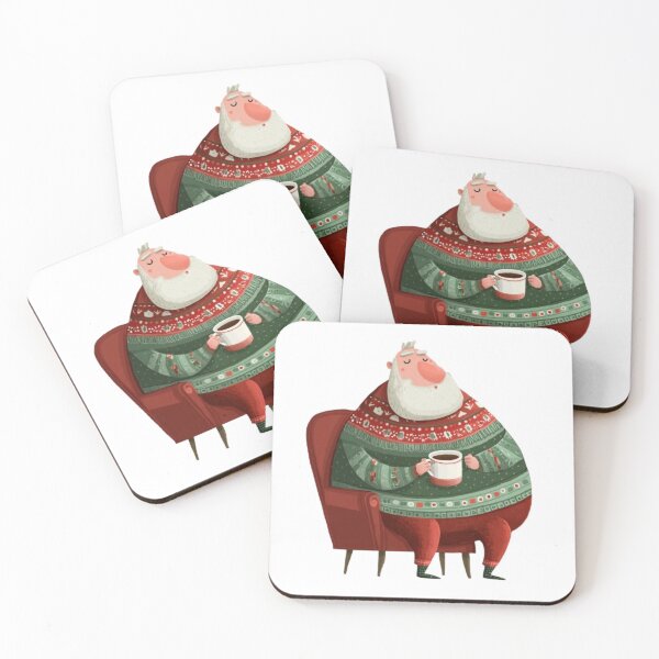 Item preview, Cozy Santa with Hot Cocoa – Christmas Holiday Design designed and sold by AlexLineArt.