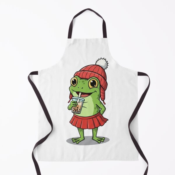 Item preview, Cute Chill Frog in Red Skirt & Beanie | Boba Tea Lover Froggy Tee designed and sold by InstantInkTs.
