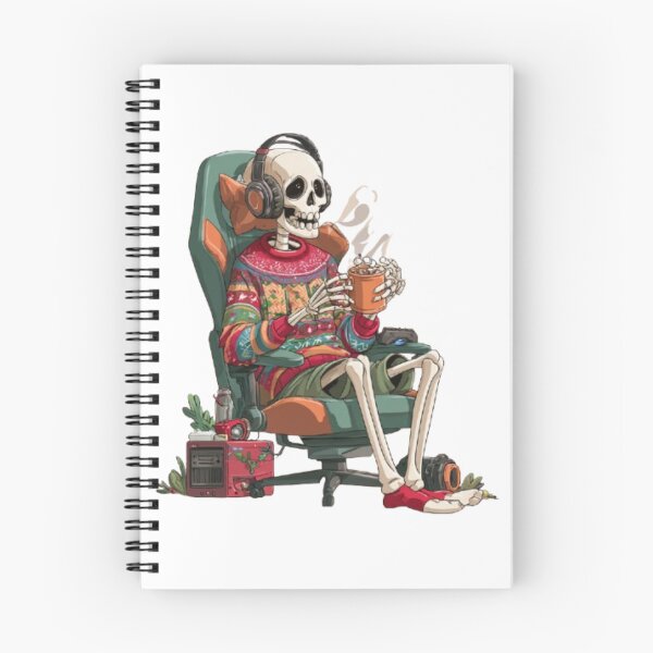 Item preview, Christmas Skeleton Gamer with Hot Cocoa – Funny Holiday Design designed and sold by AlexLineArt.
