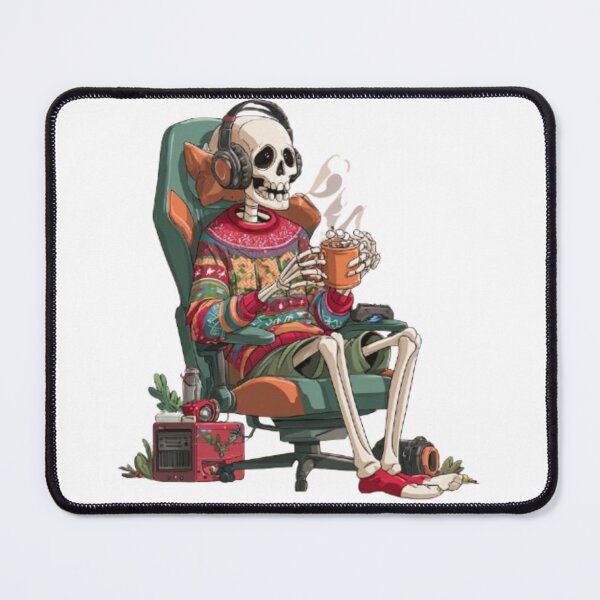 Item preview, Christmas Skeleton Gamer with Hot Cocoa – Funny Holiday Design designed and sold by AlexLineArt.