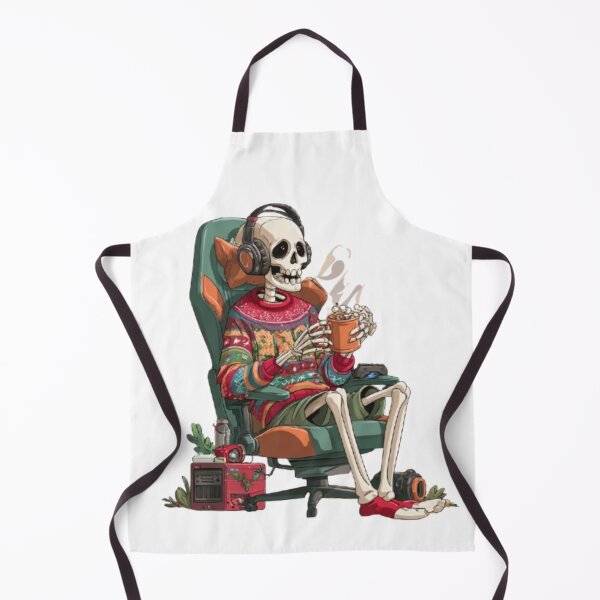 Item preview, Christmas Skeleton Gamer with Hot Cocoa – Funny Holiday Design designed and sold by AlexLineArt.
