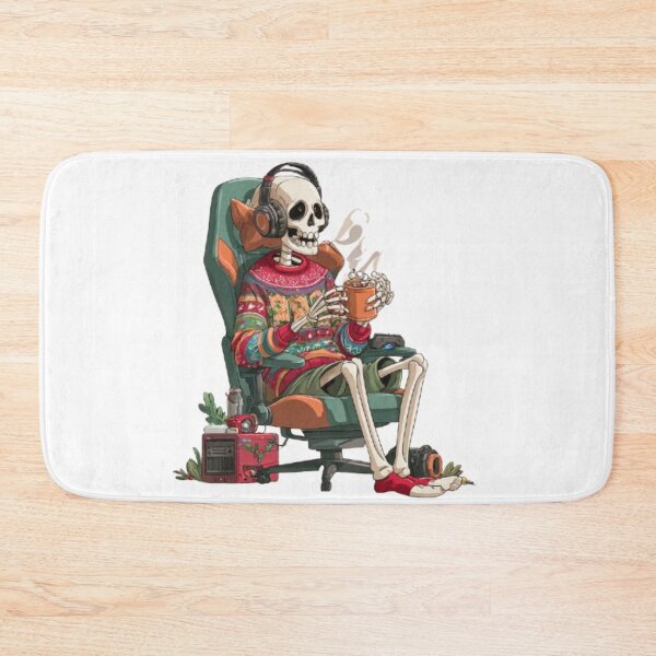 Item preview, Christmas Skeleton Gamer with Hot Cocoa – Funny Holiday Design designed and sold by AlexLineArt.