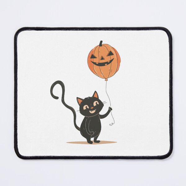 Item preview, Cute Halloween Black Cat – Cartoon Kitten Holding Pumpkin Balloon Illustration designed and sold by EchoofElijah.