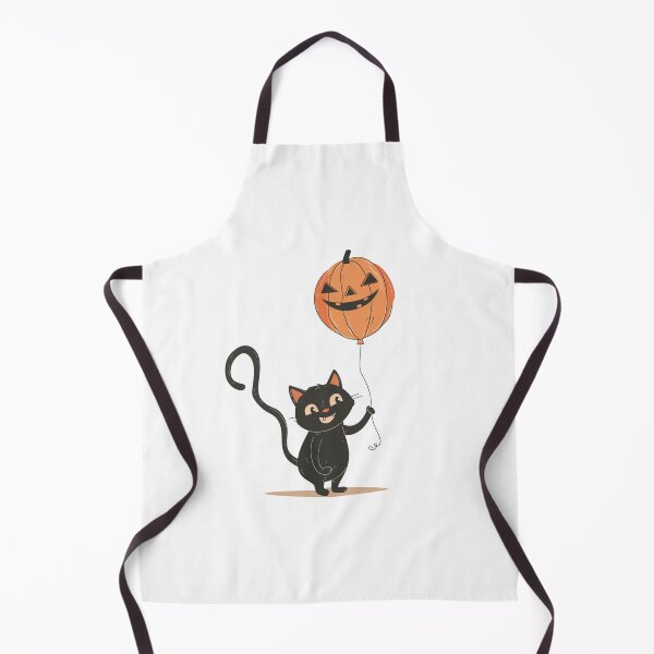 Item preview, Cute Halloween Black Cat – Cartoon Kitten Holding Pumpkin Balloon Illustration designed and sold by EchoofElijah.