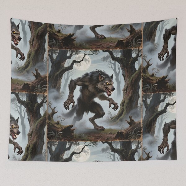 Item preview, Werewolf horror illustration art designed and sold by Vintage Designs +.