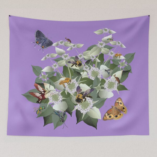 Item preview, Mountain Mint with Pollinating Bees, Butterflies, and Insects designed and sold by Jedi-Artist.