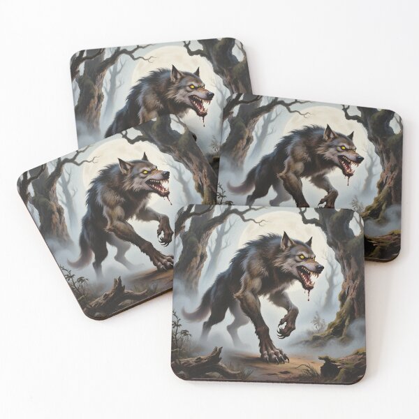 Item preview, Werewolf horror illustration art designed and sold by Vintage Designs +.