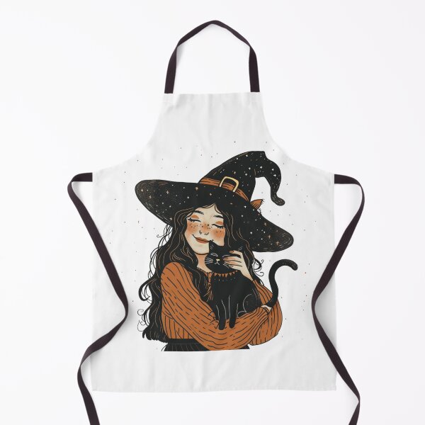 Item preview, Cute Halloween Witch – Smiling Girl with Black Cat Illustration designed and sold by EchoofElijah.