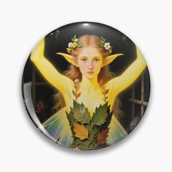 Item preview, Chained magical Fairy surrounded by evil goblins Fey Folk art designed and sold by Vintage Designs +.
