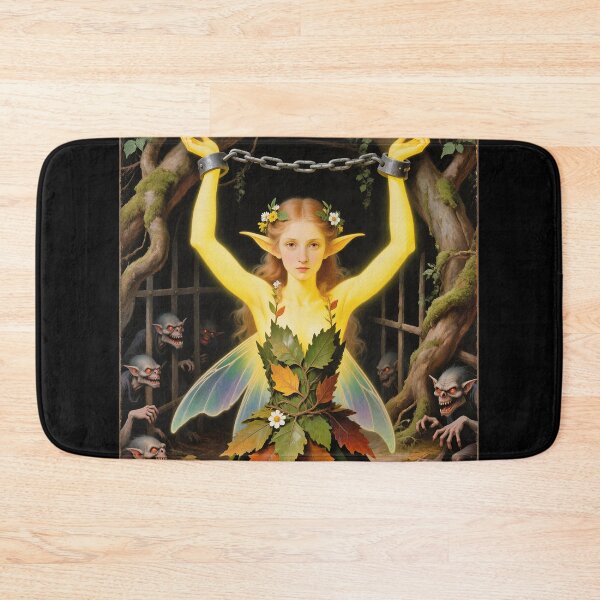 Item preview, Chained magical Fairy surrounded by evil goblins Fey Folk art designed and sold by Vintage Designs +.
