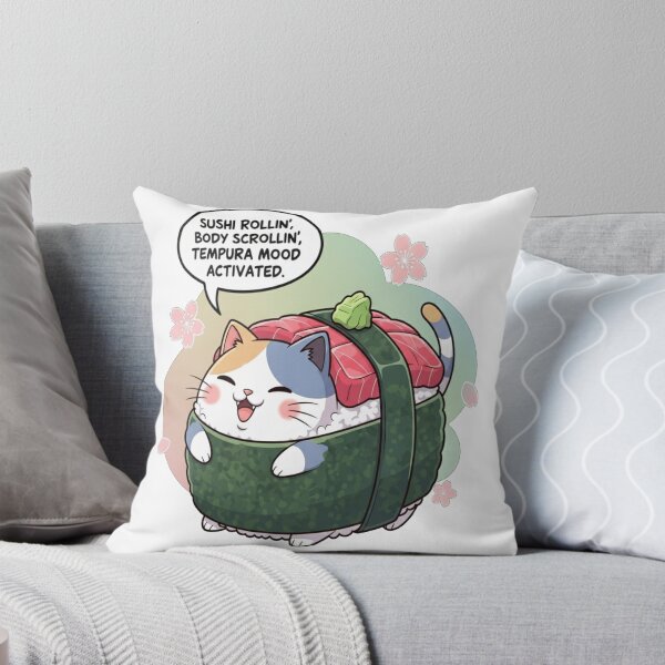 Item preview, Fat Kawaii Sushi Cat Chibi Tuna Cat Roll Funny Anime Neko Sushi Design designed and sold by Neko-Doodle-co.