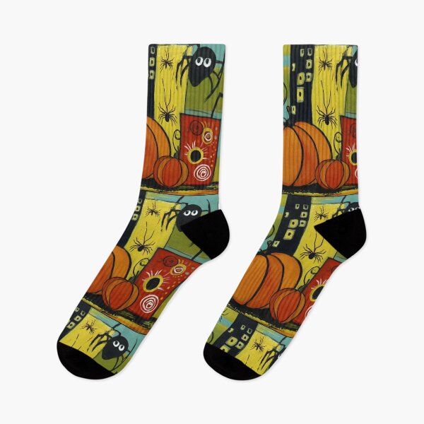 Item preview, Toast to Halloween Fun with Vibrant Pumpkins Festive Cocktails and Playful Spiders designed and sold by OlfactoART Studio.