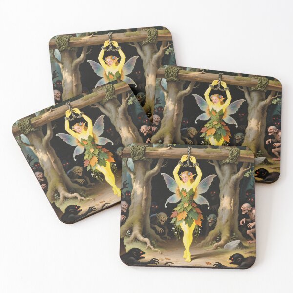 Item preview, Chained magical Fairy surrounded by evil goblins Fey Folk art designed and sold by Vintage Designs +.