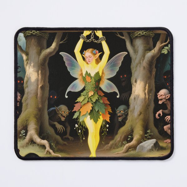 Item preview, Chained magical Fairy surrounded by evil goblins Fey Folk art designed and sold by Vintage Designs +.