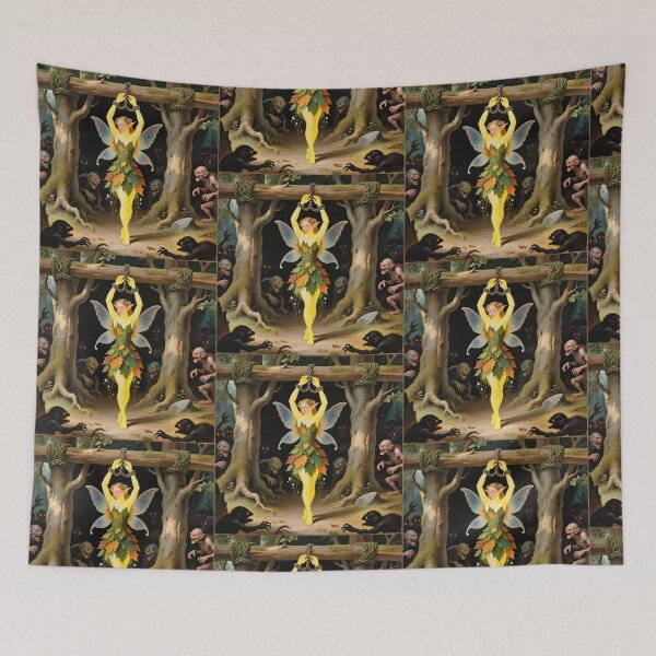 Item preview, Chained magical Fairy surrounded by evil goblins Fey Folk art designed and sold by Vintage Designs +.