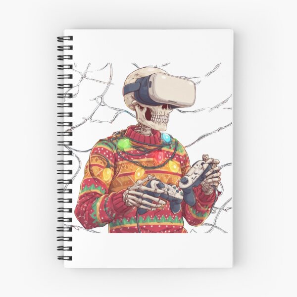 Item preview, Christmas Skeleton VR Gamer – Funny Holiday Gaming Design designed and sold by AlexLineArt.