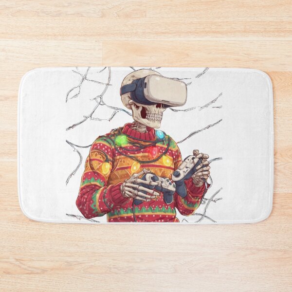 Item preview, Christmas Skeleton VR Gamer – Funny Holiday Gaming Design designed and sold by AlexLineArt.