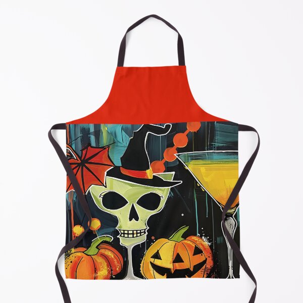 Item preview, Raise a Toast to Halloween with a Skull Cocktail Jack-o-Lanterns and Witch Hat designed and sold by OlfactoART Studio.