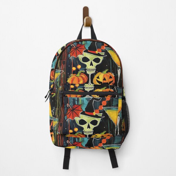 Item preview, Raise a Toast to Halloween with a Skull Cocktail Jack-o-Lanterns and Witch Hat designed and sold by OlfactoART Studio.