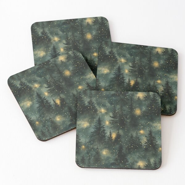 Item preview, Night Forest Dark Green Watercolor Trees All Over designed and sold by Feeling Artsy.