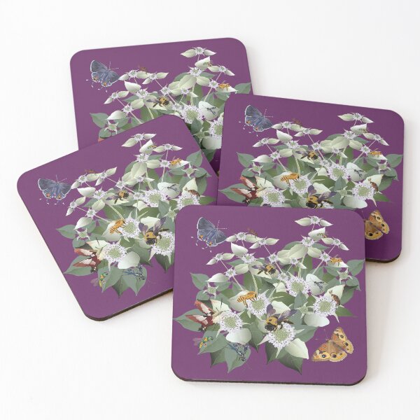 Item preview, Mountain Mint with Pollinating Bees, Butterflies, and Insects designed and sold by Jedi-Artist.