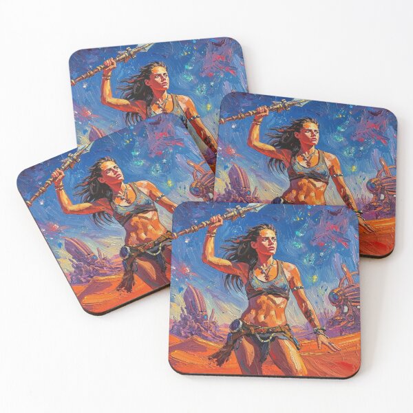 Item preview, Fantasy Barbarian Princess of Mars, a goddess with a spear designed and sold by Vintage Designs +.