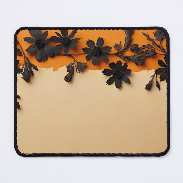 Item preview, Torn Vintage Paper on Orange Backdrop with Black Floral Frame designed and sold by EmeraldeaArt.