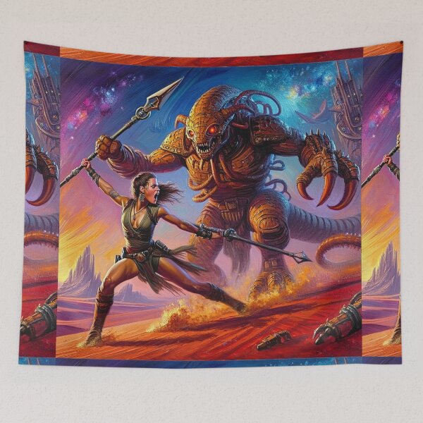 Item preview, Fantasy Barbarian Princess of Mars, a goddess with a spear designed and sold by Vintage Designs +.