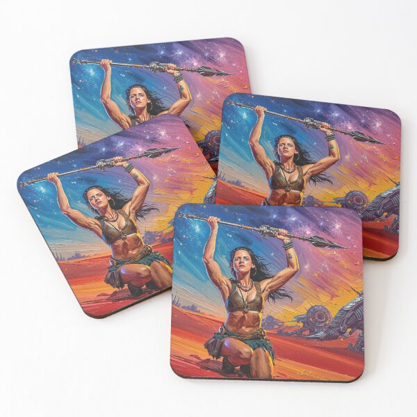 Item preview, Fantasy Barbarian Princess of Mars, a goddess with a spear designed and sold by Vintage Designs +.