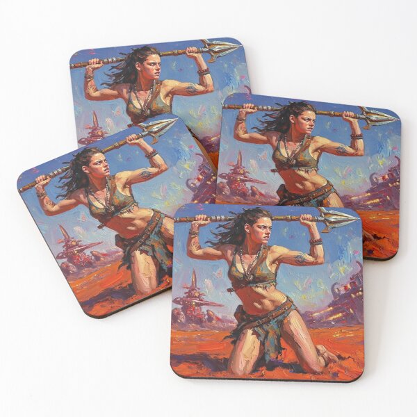 Item preview, Fantasy Barbarian Princess of Mars, a goddess with a spear designed and sold by Vintage Designs +.