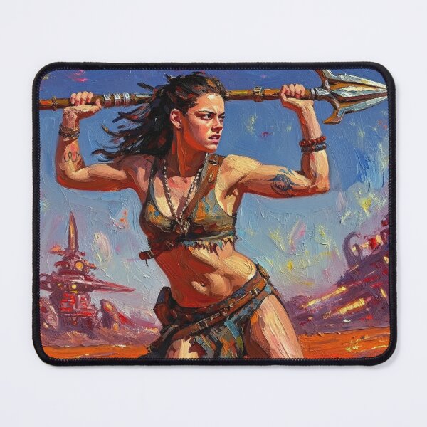 Item preview, Fantasy Barbarian Princess of Mars, a goddess with a spear designed and sold by Vintage Designs +.