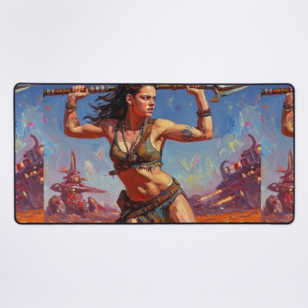 Item preview, Fantasy Barbarian Princess of Mars, a goddess with a spear designed and sold by Vintage Designs +.