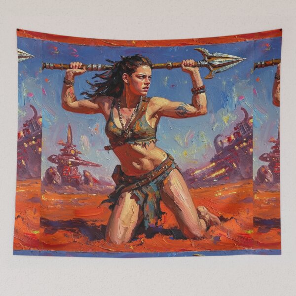 Item preview, Fantasy Barbarian Princess of Mars, a goddess with a spear designed and sold by Vintage Designs +.