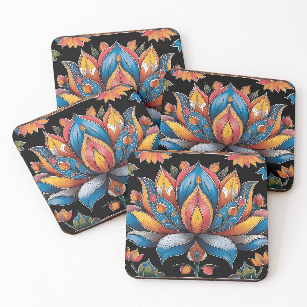Item preview, Madhubani Folk Art Print with Intricate Lotus Motif Design designed and sold by Haus Of K.