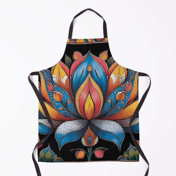 Item preview, Madhubani Folk Art Print with Intricate Lotus Motif Design designed and sold by Haus Of K.