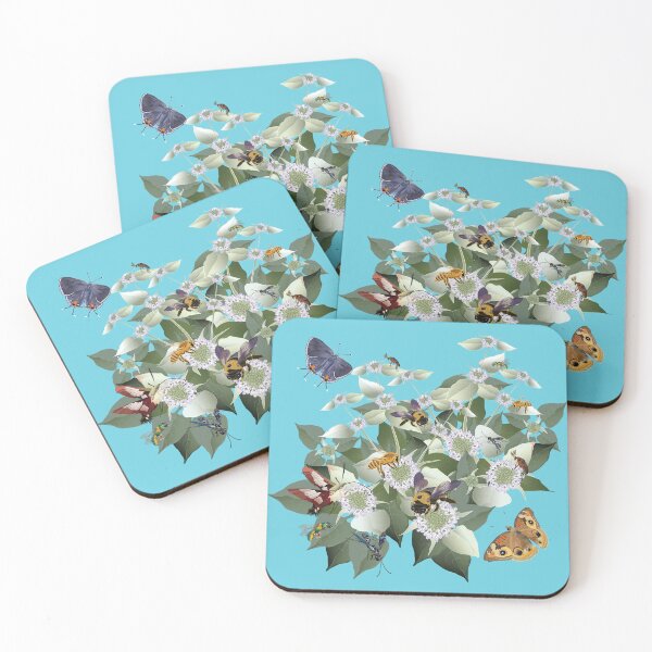 Item preview, Mountain Mint with Pollinating Bees, Butterflies, and Insects designed and sold by Jedi-Artist.