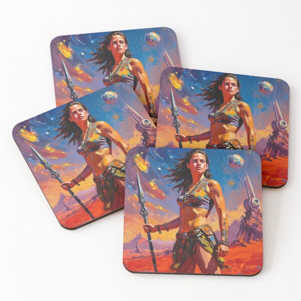 Item preview, Fantasy Barbarian Princess of Mars, a goddess with a spear designed and sold by Vintage Designs +.