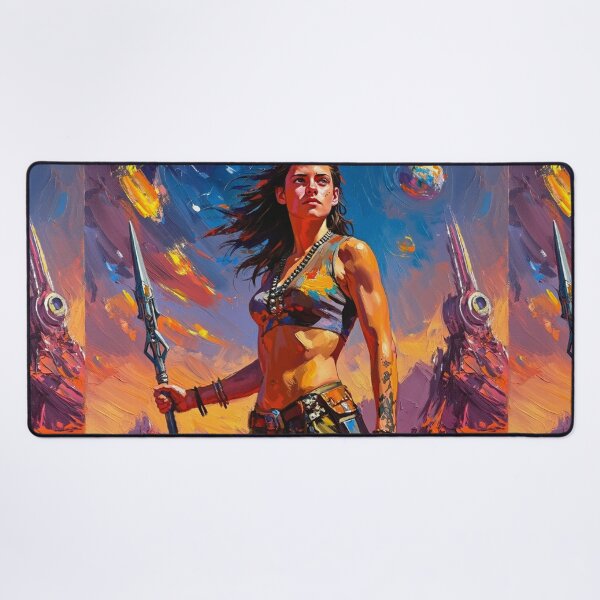 Item preview, Fantasy Barbarian Princess of Mars, a goddess with a spear designed and sold by Vintage Designs +.