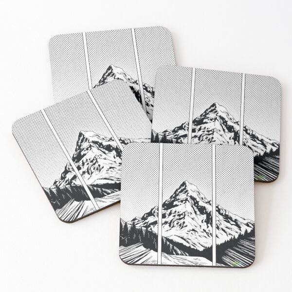 Item preview, Triptych Horizon – Contemporary Mountain Panels - Pop Art Mountain Landscape Love  designed and sold by Benito Del Ray.