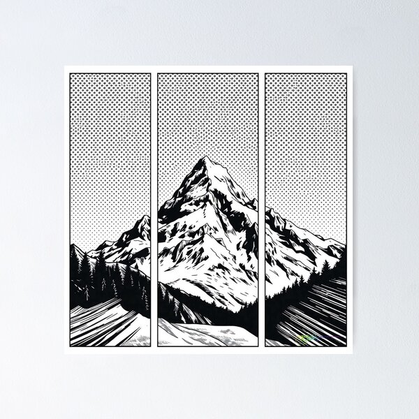 Item preview, Triptych Horizon – Contemporary Mountain Panels - Pop Art Mountain Landscape Love  designed and sold by Benito Del Ray.