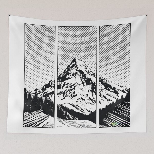 Item preview, Triptych Horizon – Contemporary Mountain Panels - Pop Art Mountain Landscape Love  designed and sold by Benito Del Ray.