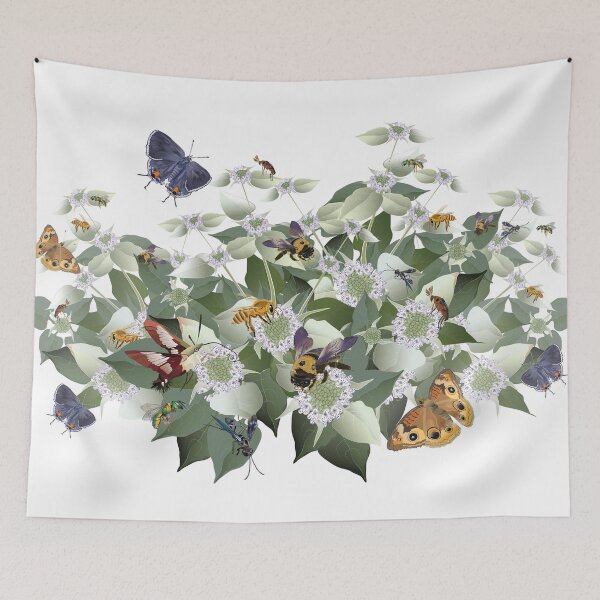 Item preview, Mountain Mint with Pollinating Bees, Butterflies, and Insects designed and sold by Jedi-Artist.